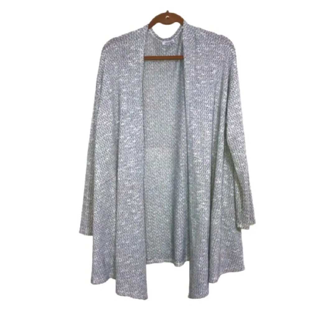White Birch Longline Cardigan Heathered Grey 3X Long Sleeve